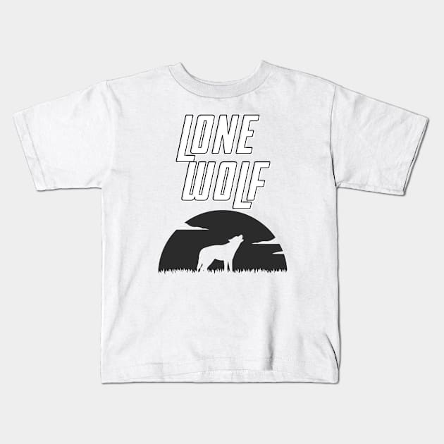 Lone Wolf Black Kids T-Shirt by StrikerTees